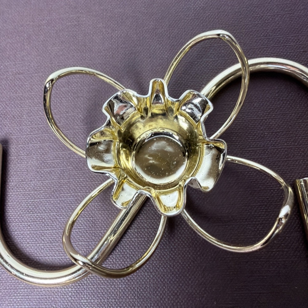 Vintage W.T. Rogers Gold Flower Lustro Magic Candle Holders MCM Boxed - Picture 11 of 13